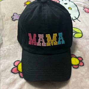 Stylish Black Cap with Colorful 'MAMA' Embroidery